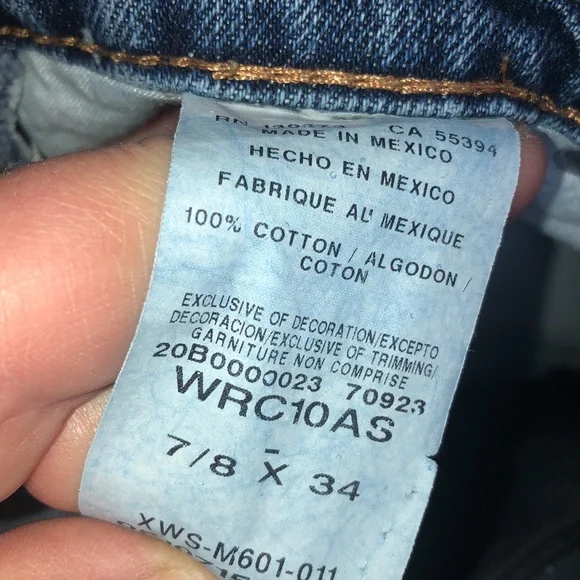 Wrangler cash cowgirl cut jeans raw hem size 7/8x34 western rodeo wranglers jean - Picture 9 of 9